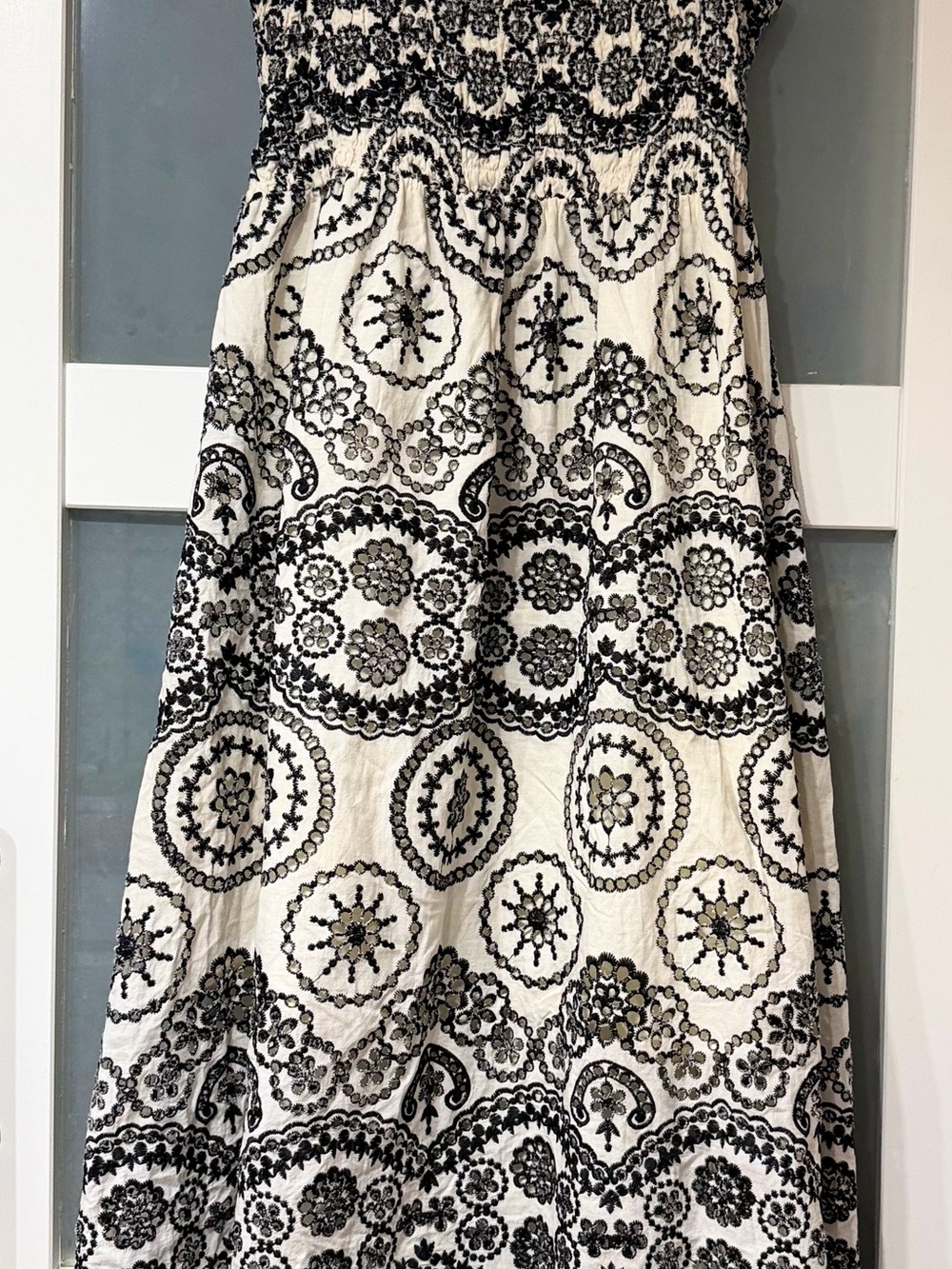 Sunday Black and White Embroidered Maxi Skirt